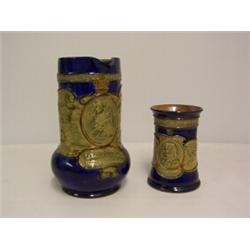 ROYAL DOULTON STONEWARE 'Nelson' jug, moulded with the Admiral's portrait and flanked by Navy battl.