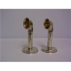 SILVER SALT AND PEPPER POTS, shaped as ship funnels, London 1909 30 - 60...