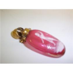 SMALL CRANBERRY GLASS SCENT FLASK, with stopper gilt inlaid chain with Mary Gregory cameo 50 - 70...