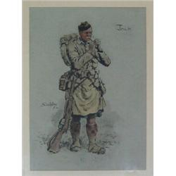 FRAMED AND MOUNTED 'SNAFFLES' PRINT, 'Jock' 1st version 1914 with embossed snaffle bit 400 - 600...