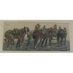 FRAMED AND MOUNTED 'SNAFFLES' PRINT, 'Gunners'1915 with embossed snaffles bit 300 - 500...