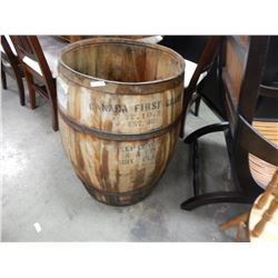 WOOD BARREL - 30" TALL, 24" DIA - NO LID