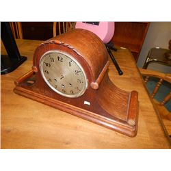 VINTAGE WOOD MANTLE CLOCK - AS IS - NO HANDS OR CRYSTAL - NO WARRANTY, NO GUARANTEE