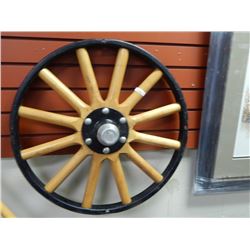 EARLY 1900S CHEVROLETE MOTOR VEHICLE TIRE RIM, WOOD SPOKED WITH METAL FRAME AND CENTER