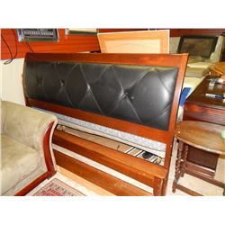 KING BED FRAME - PADDED LEATHER HEADBOARD, FOOT BOARD AND RAILS