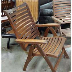 FOLDING TEAK WOOD PATIO CHAIR - BRASS ACCENT HARDWARE