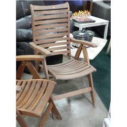 FOLDING TEAK WOOD PATIO CHAIR - BRASS ACCENT HARDWARE