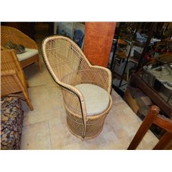 WICKER BUCKET CHAIR - HIGH  BACK