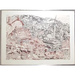 Red Grooms, Sarajevo, Marker Drawing