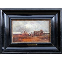 Geza Meszoly, Gypsy Camp, Oil Painting