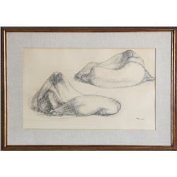 Francisco Zuniga, Seated Pair, Pastel Drawing