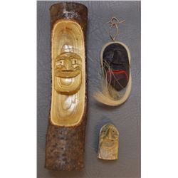 THREE IROQUISE CARVED MASKS
