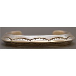 NAVAJO SILVER BRACELET SIGNED RH