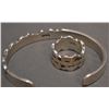 Image 2 : HOPI SILVER RING AND BRACELET SIGNED WITH LOGO