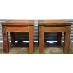 TWO WOODEN END TABLES