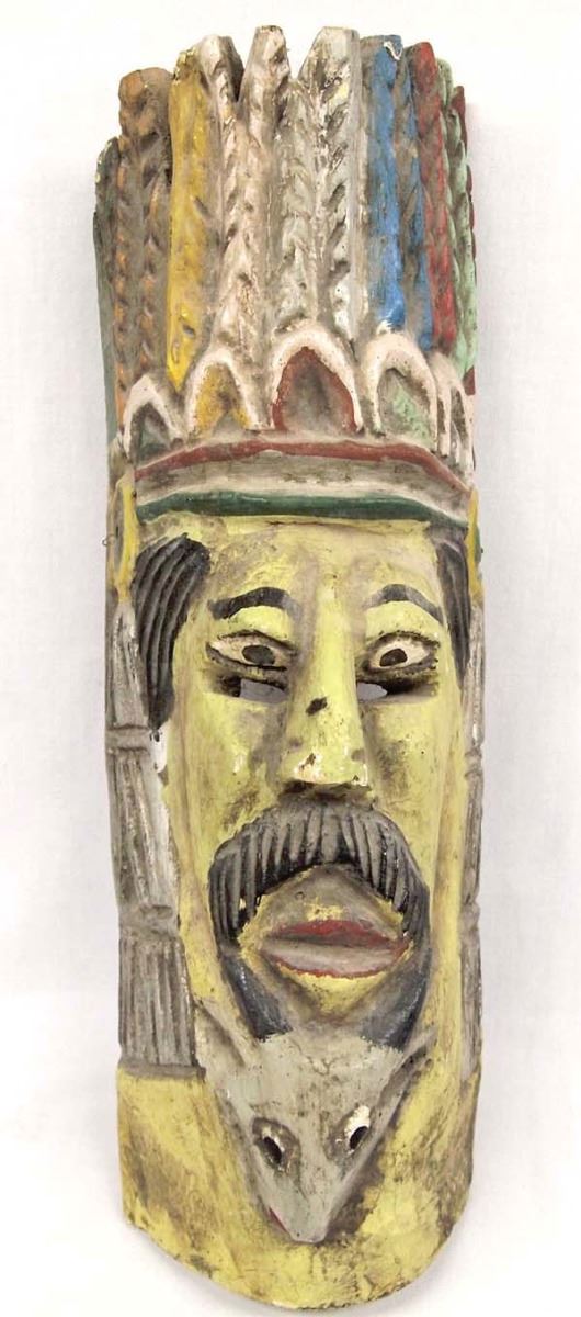 Chieftain Mask Mexican Hand Carved and Painted Chieftain Mask