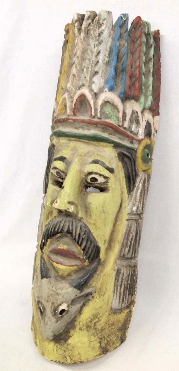 Chieftain Mask Mexican Hand Carved and Painted Chieftain Mask