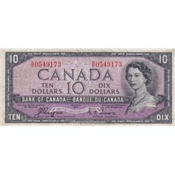 1954 Bank Of Canada $10 Devil's Face Bank Note - F