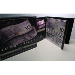 1986 - 2001 Canada Lasting Impressions $10 Bank Note Set