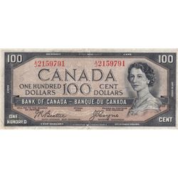 1954 Canada Bank Of Canada $100 Devil's Face Bank Note