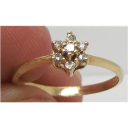 14 Kt Yellow Gold & Diamond Flower Promise Ring - Size 6