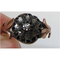 Vintage 10 KT Rose Gold & Rough Diamond Fashion Ring - Size 9