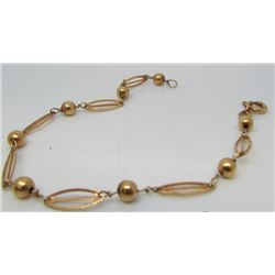 18 Kt Yellow Gold Link & Bead Bracelet - 4.13 Grams - 7"