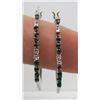 Image 1 : 14 Kt White Gold Emerald & Diamond Hoop Earrings - As Is