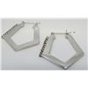 Image 2 : 14 Kt White Gold Emerald & Diamond Hoop Earrings - As Is