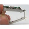 Image 3 : 14 Kt White Gold Emerald & Diamond Hoop Earrings - As Is