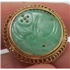 Image 2 : 18 Kt Yellow Gold & Jade Button Earrings - Omega Backs - Appraised