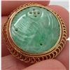 Image 3 : 18 Kt Yellow Gold & Jade Button Earrings - Omega Backs - Appraised