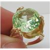 Image 1 : 14 Kt Yellow Gold Suspended Set Green Amethyst Solitaire - Tulip Setting - Size 6 3/4