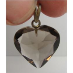 3D Cut Smokey Quartz Heart Pendant