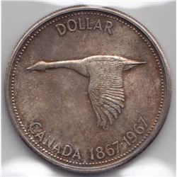 1967 Canada ICCS Graded Silver $1 Dollar Coin - MS 63