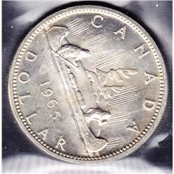 1965 Canada ICCS Graded Silver $1 Dollar Coin - Cameo - MS 63