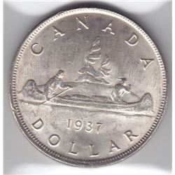 1937 Canada ICCS Graded Silver $1 Dollar Coin - MS 63