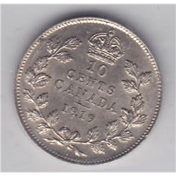 1919 Canada ICCS Graded Silver 10-Cent Coin - MS 60