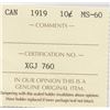 Image 3 : 1919 Canada ICCS Graded Silver 10-Cent Coin - MS 60
