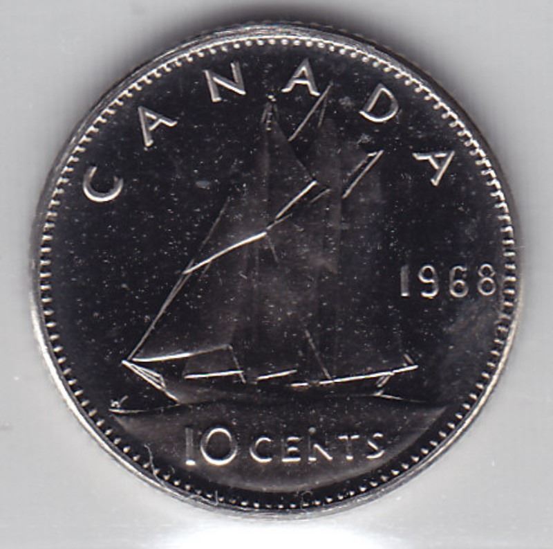 1968 Canada ICCS Graded 10Cent Dime Coin PL 66