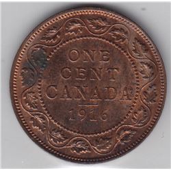 1916 Canada ICCS Graded Large 1-Cent Coin - MS 63 - Red & Brown