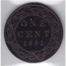 1901 Canada ICCS Graded Large 1-Cent Coin - AU 50