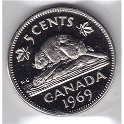 1969 Canada ICCS Graded 5-Cent Nickel Coin - PL 65