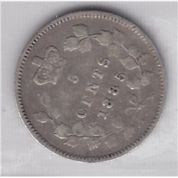 1885 Newfoundland Canada ICCS Graded Silver 5-Cent Coin - F 12