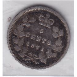 1871 Canada ICCS Graded Silver 5-Cent Coin - F 12