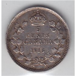 1915 Canada ICCS Graded Silver 5-Cent Coin - VF 30