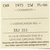 Image 3 : 1975 Canada ICCS Graded 25-Cent Quarter Coin - PL 66