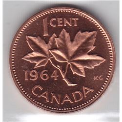 1964 Canada ICCS Graded Small 1-Cent Penny Coin - PL 65