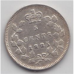 1885 Canada ICCS Graded Silver 5-Cent Coin - VF 20