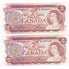 Image 3 : 5 Consecutive 1974 Bank Of Canada $2 Bank Notes - UNC
